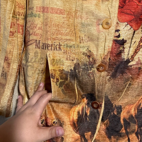 DB SPORT Jacket Size Small Longline‎ Horse Butterflies Boho Floral Vintage - Picture 5 of 9